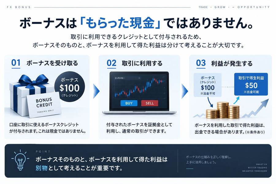 AI生成:XMtradingのボーナスは現金ではないことの説明